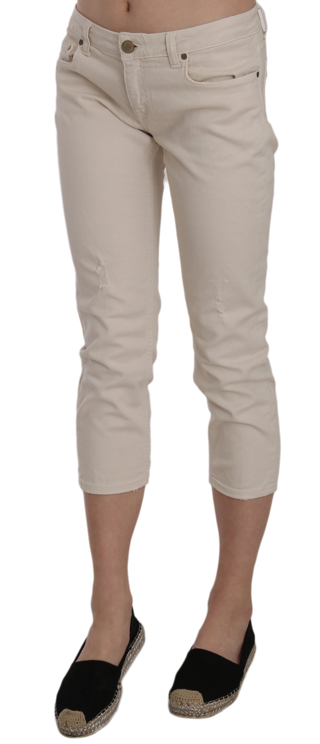Pantalon capri skinny taille basse beige Dondup