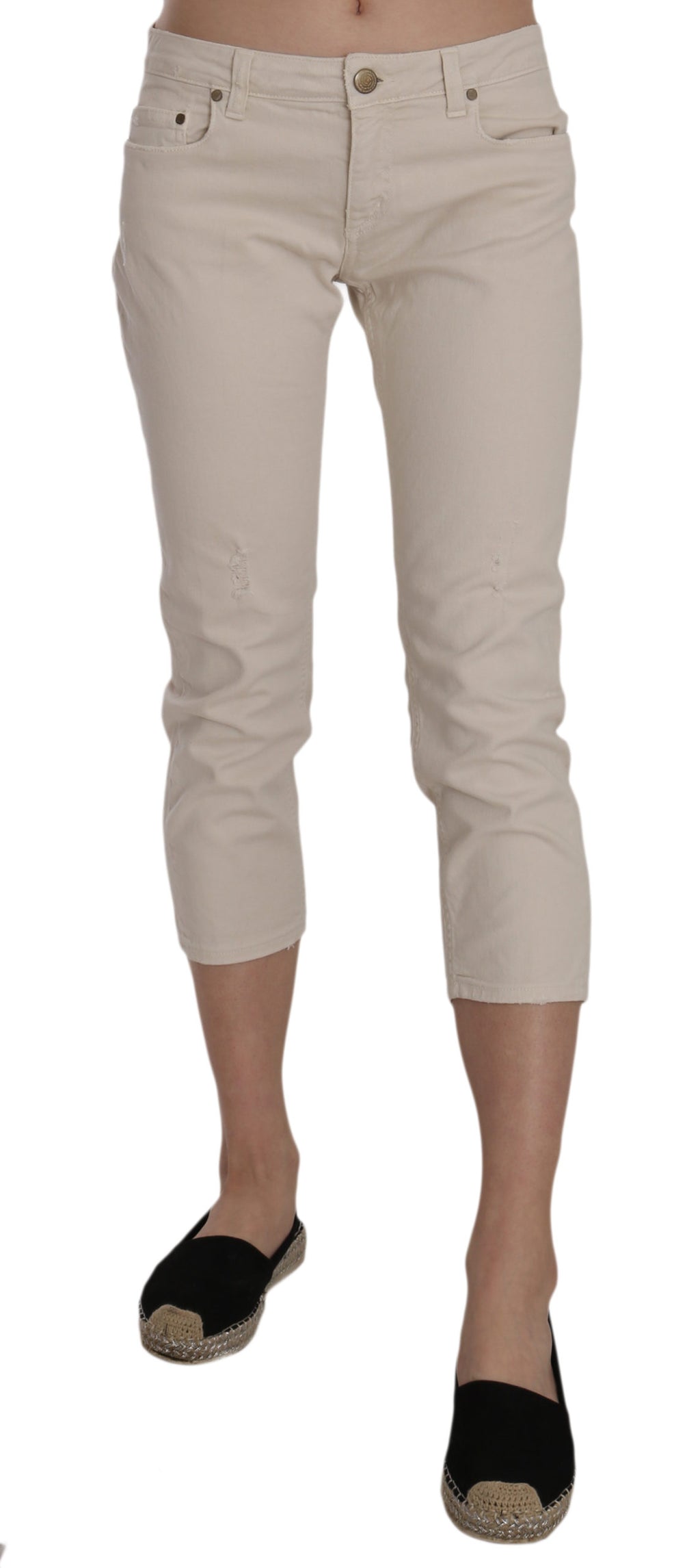 Pantalon capri skinny taille basse beige Dondup
