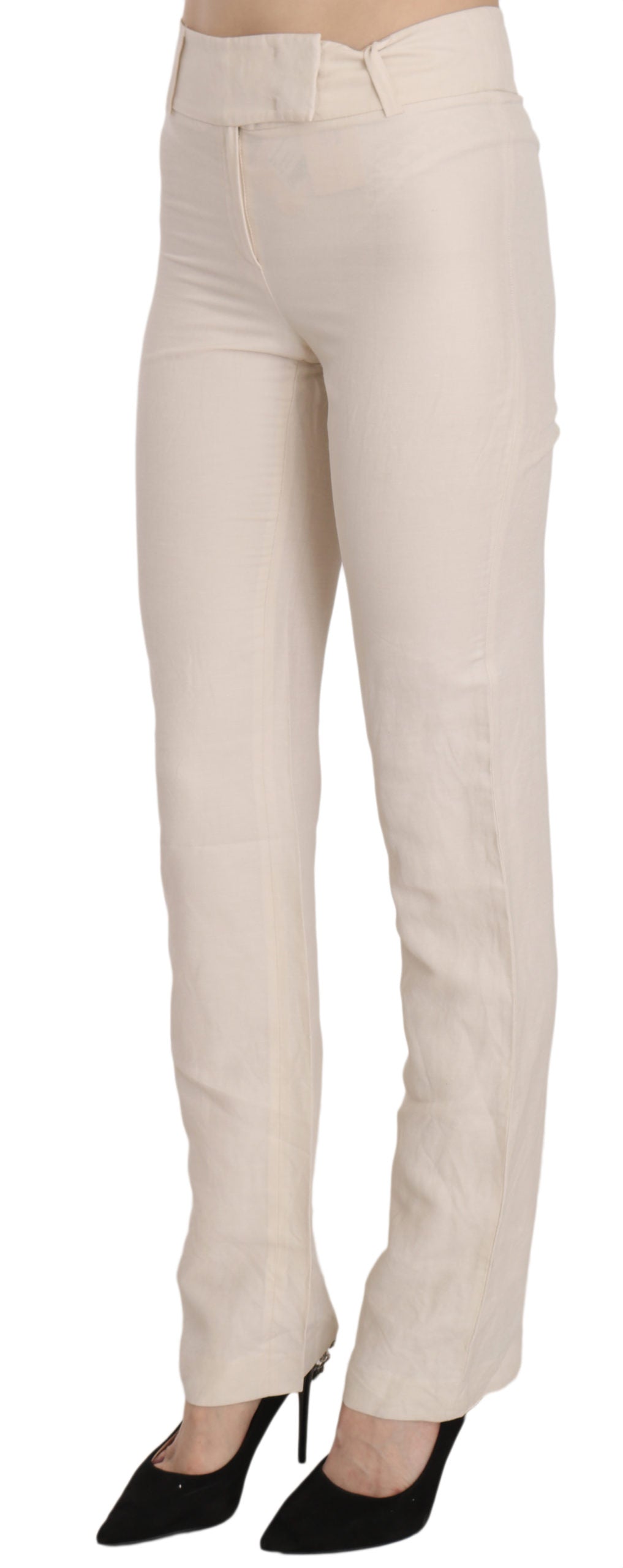 Pantalon évasé taille haute blanc LAUREL