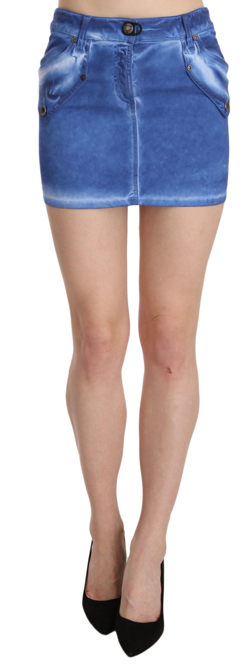Jupe mini en coton bleu chic PLEIN SUD avec détail zippé