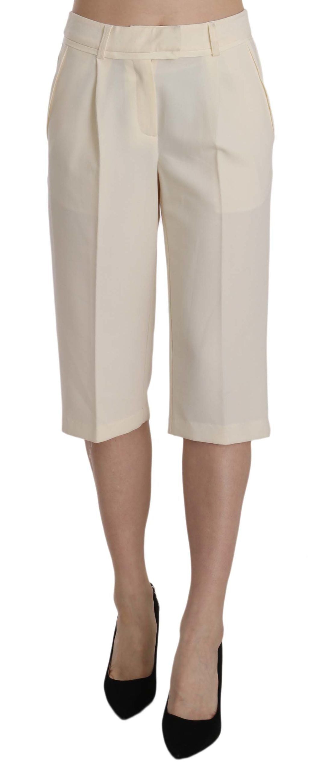 Pantalon court droit élégant Silvian Heach couleur crème