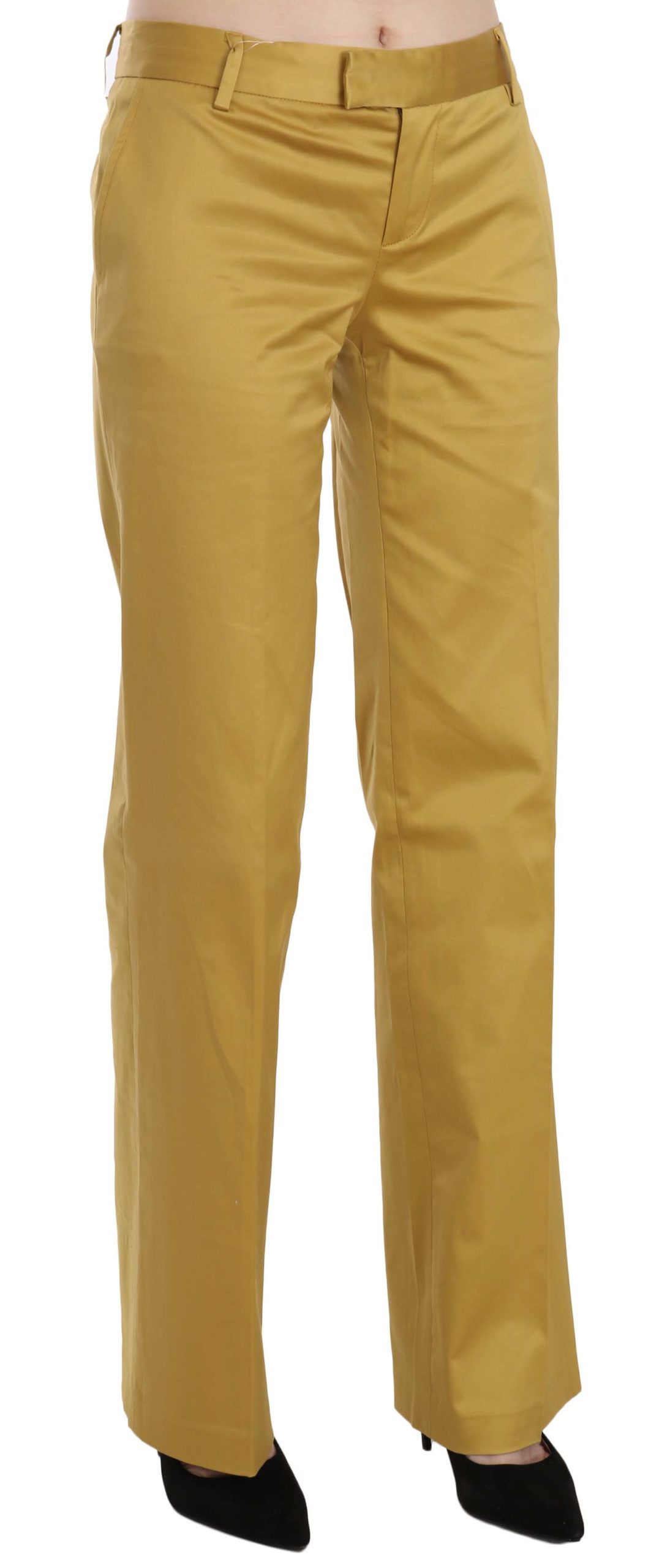 Pantalon tailleur en coton moutarde Just Cavalli