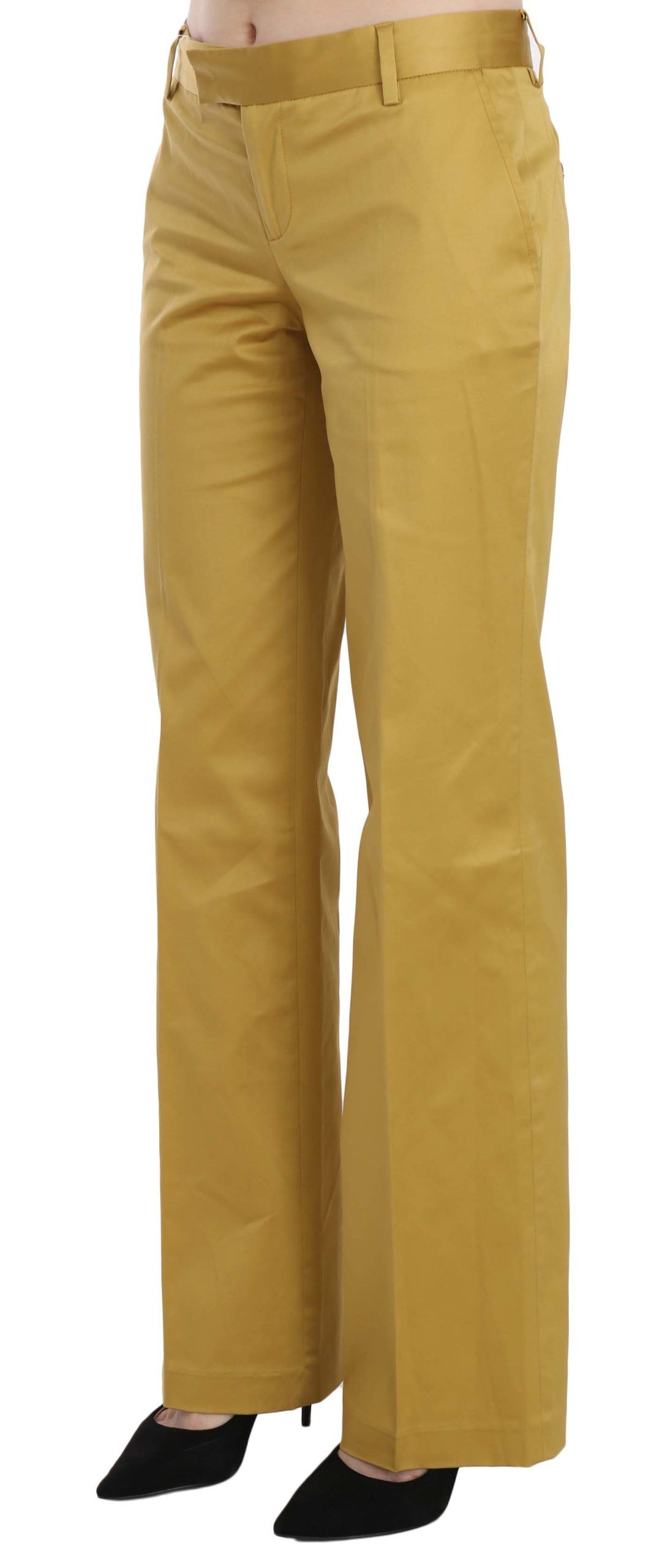 Pantalon tailleur en coton moutarde Just Cavalli