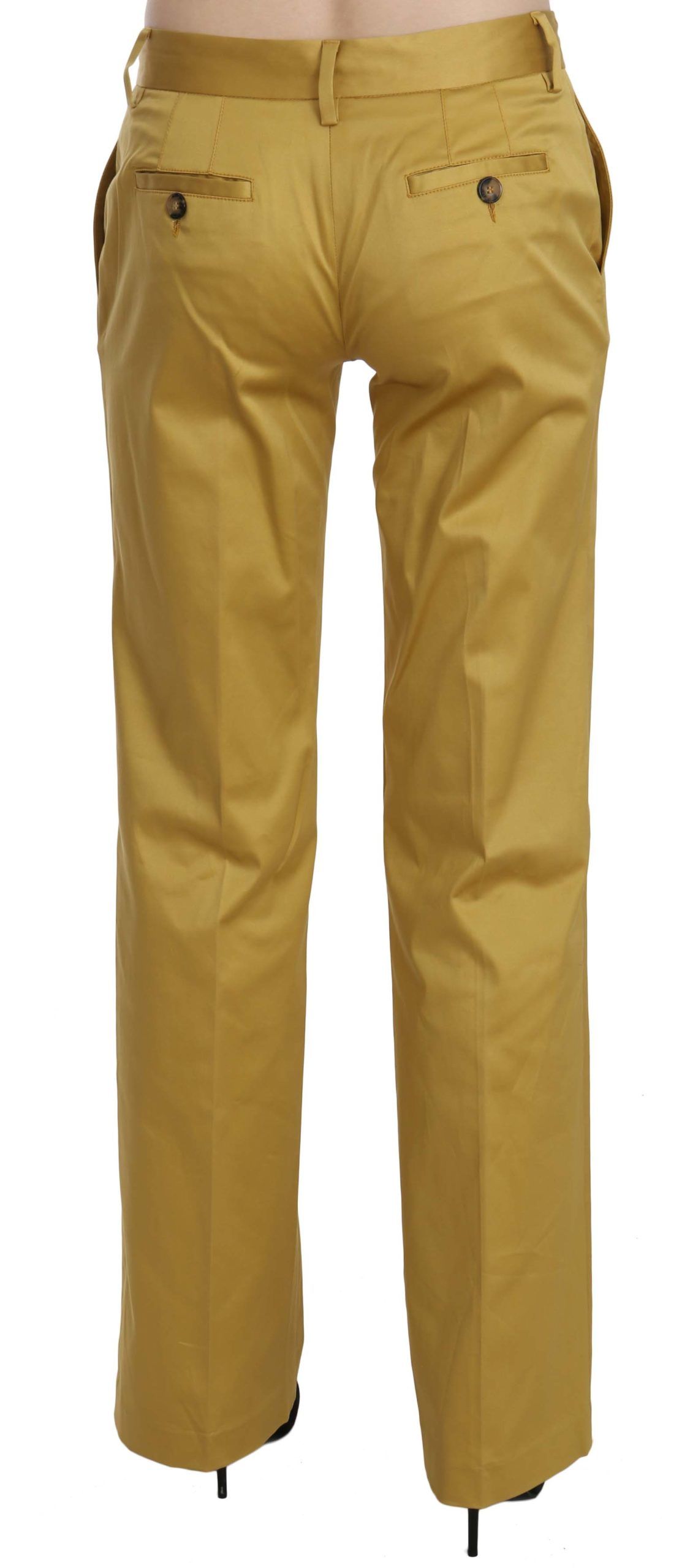 Pantalon tailleur en coton moutarde Just Cavalli