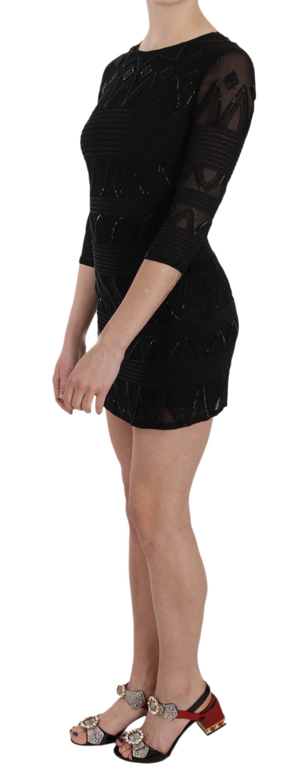 Robe courte élégante en soie noire à paillettes de John Richmond
