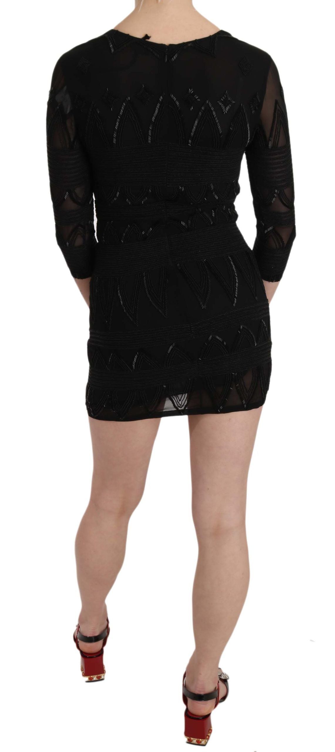 Robe courte élégante en soie noire à paillettes de John Richmond
