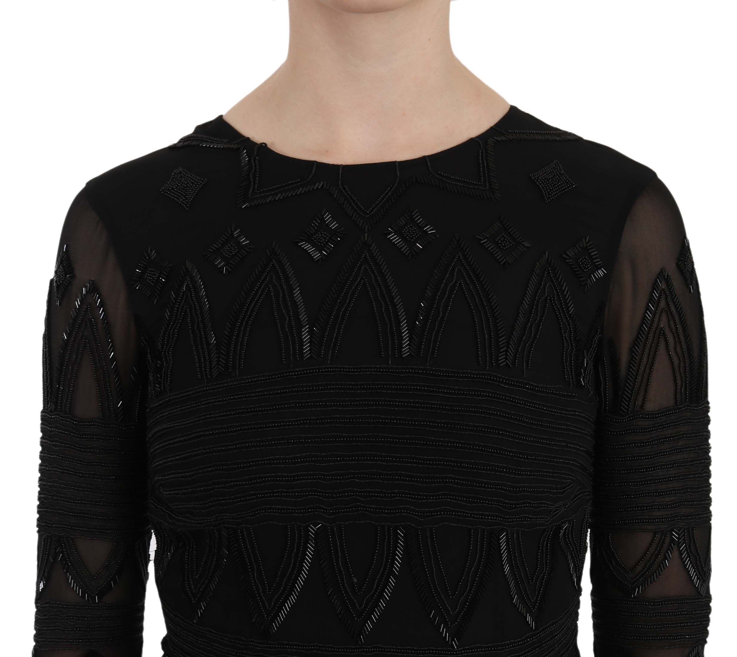 Robe courte élégante en soie noire à paillettes de John Richmond