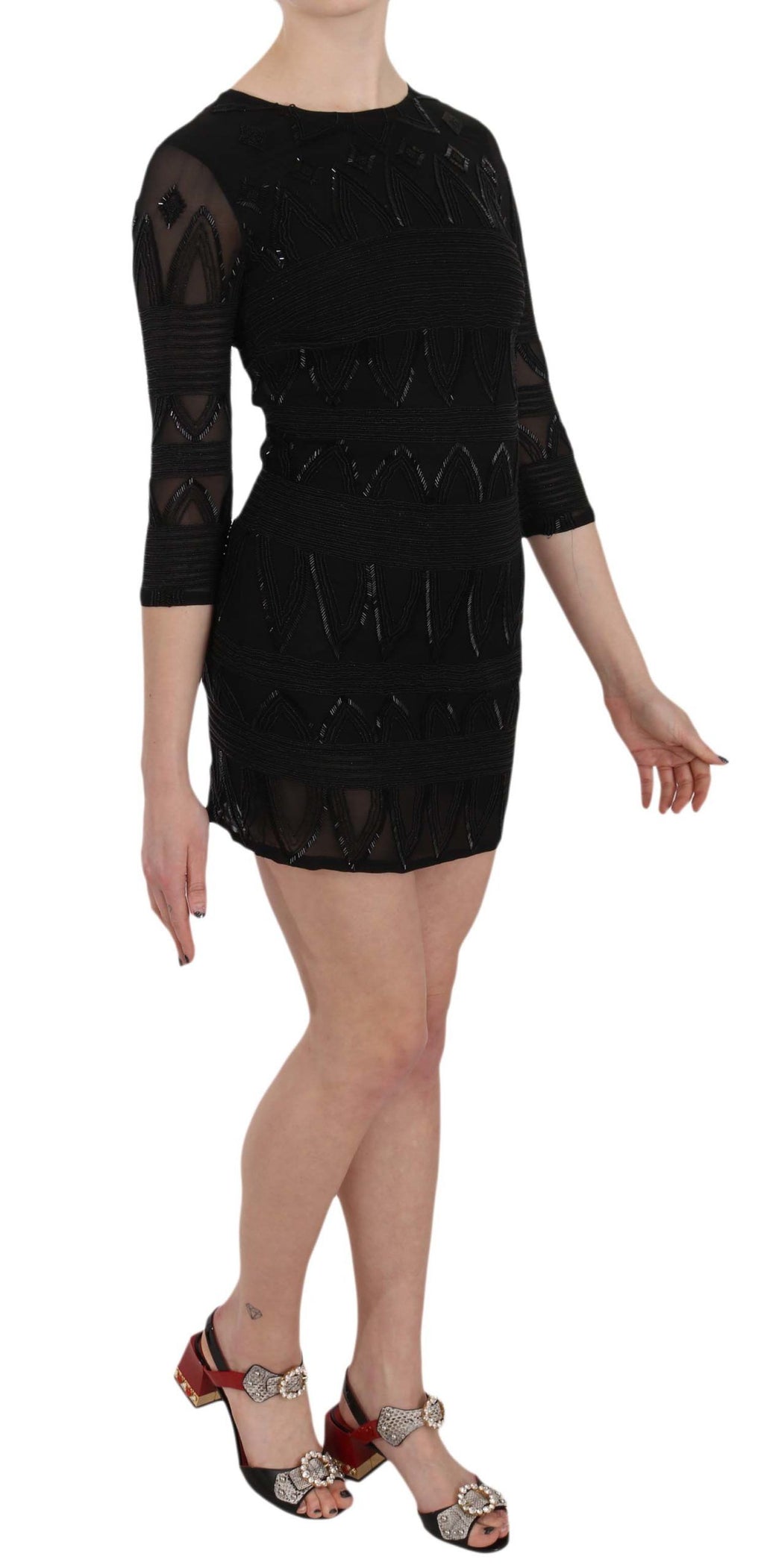 Robe courte élégante en soie noire à paillettes de John Richmond