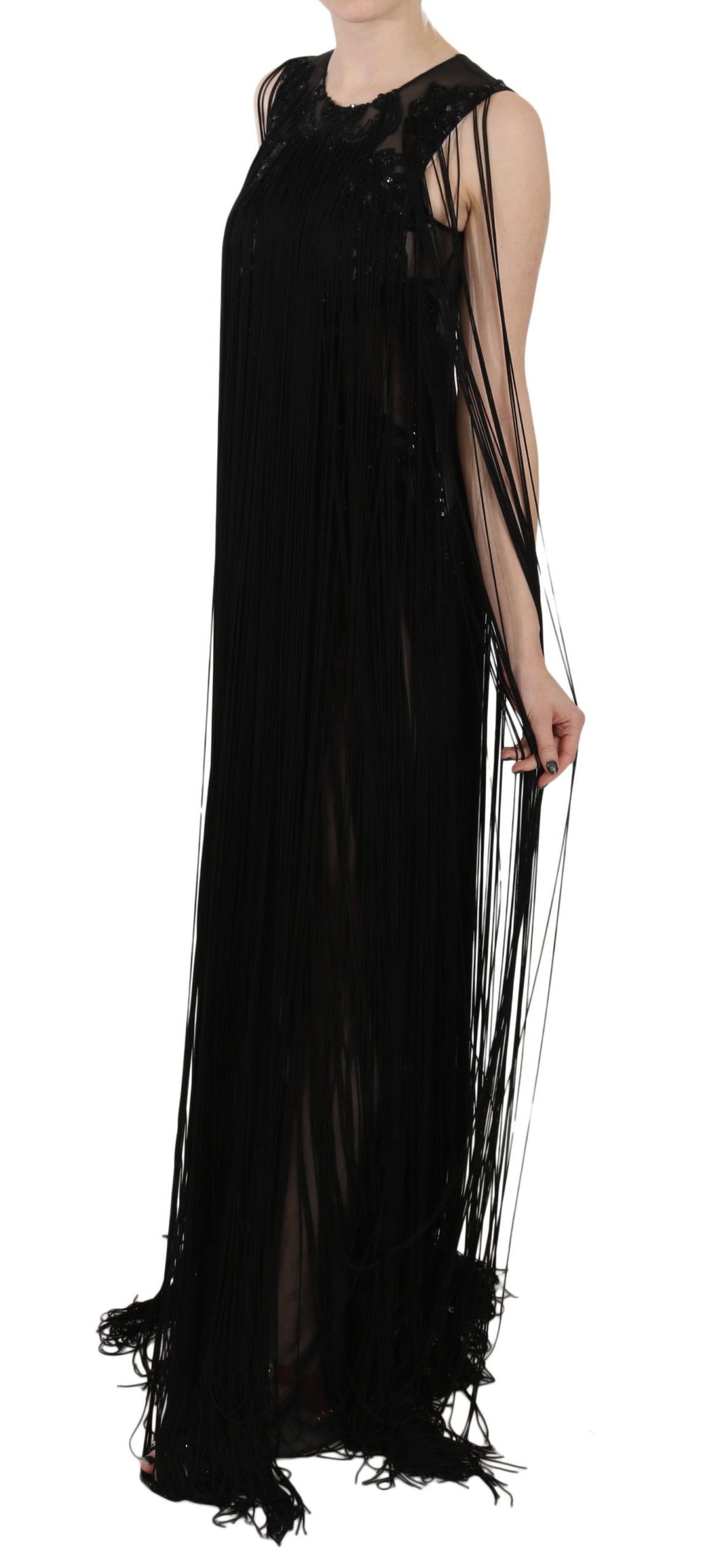 Robe longue élégante à paillettes transparentes de John Richmond