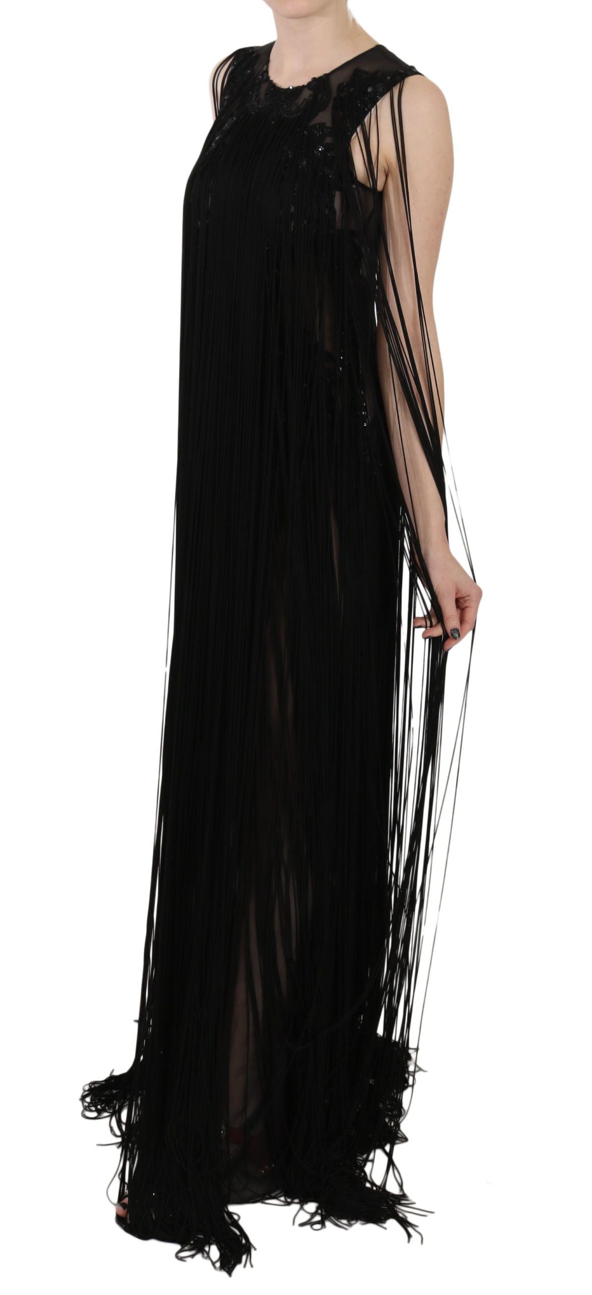 Robe longue élégante à paillettes transparentes de John Richmond
