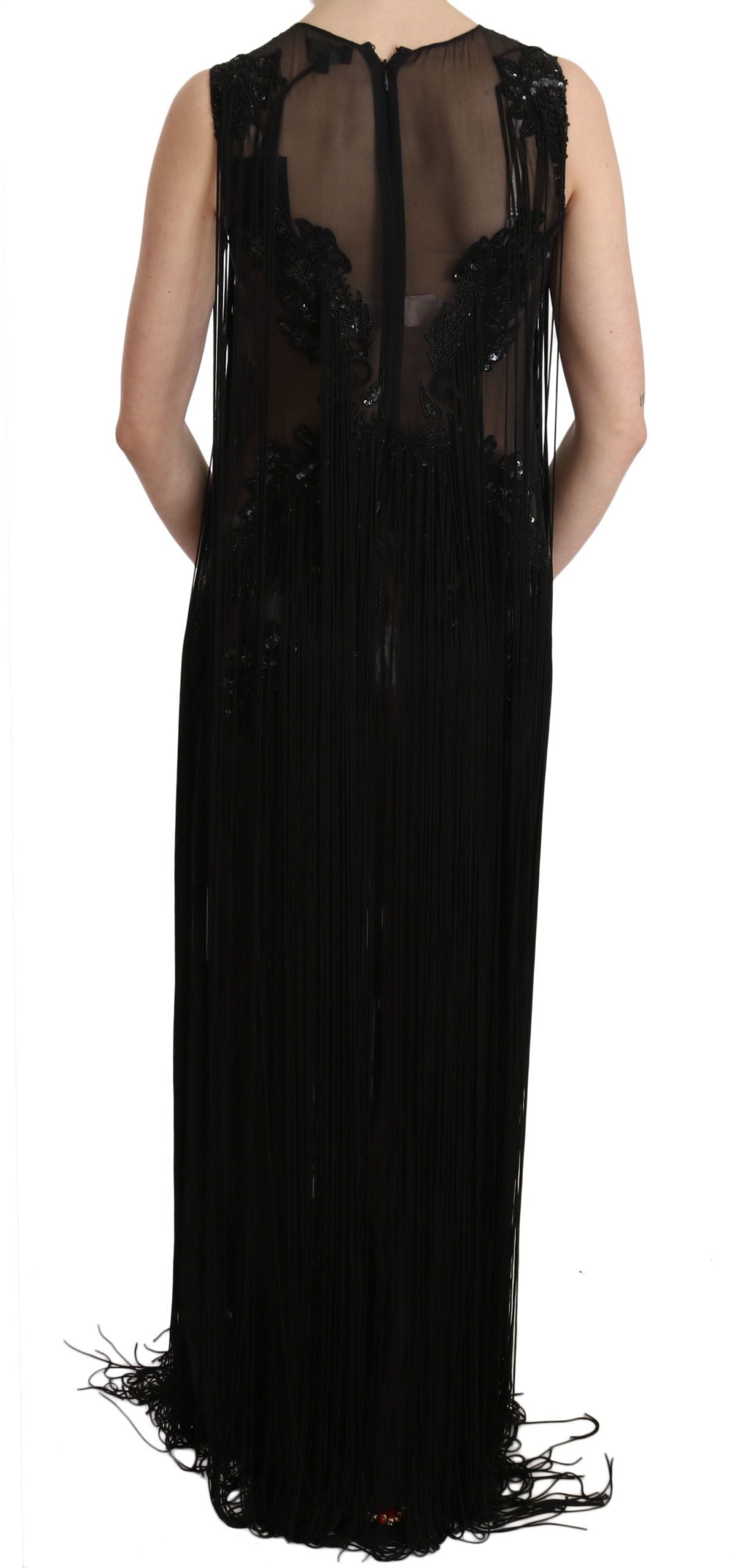 Robe longue élégante à paillettes transparentes de John Richmond