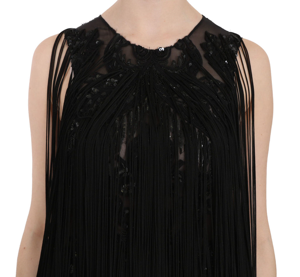 Robe longue élégante à paillettes transparentes de John Richmond