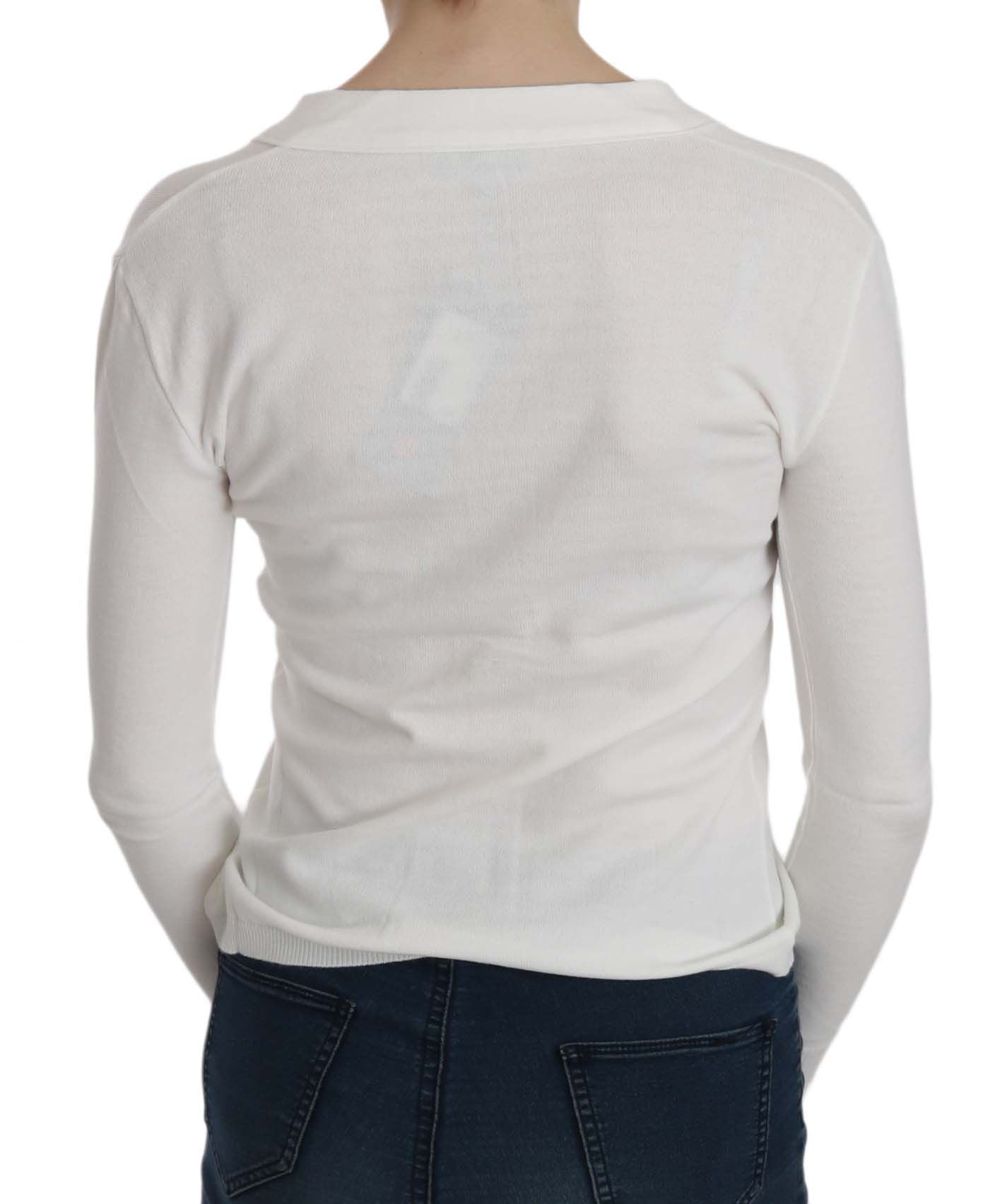 BYBLOS Elegante weiße kurze Strickjacke mit V-Ausschnitt