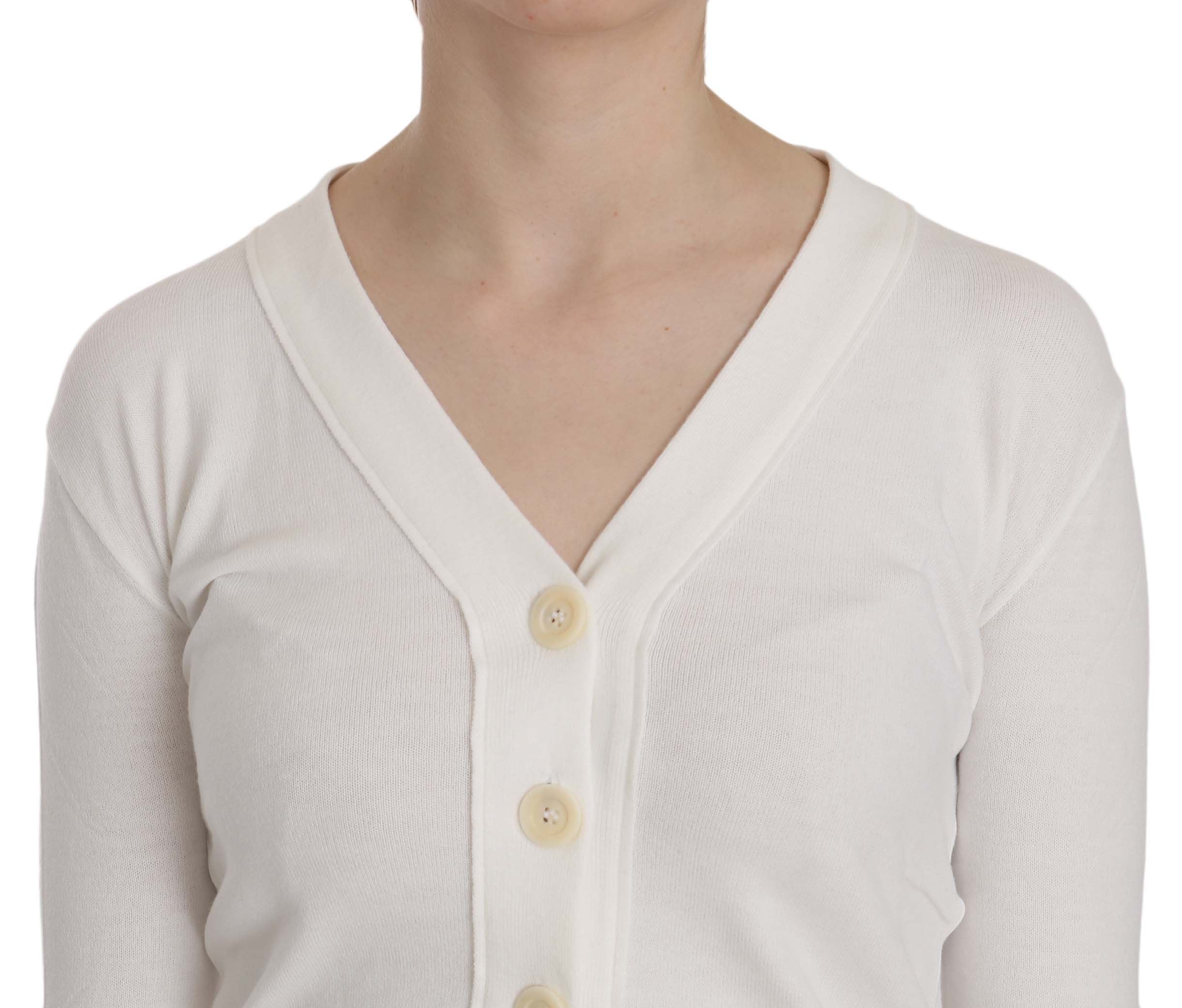 BYBLOS Elegante weiße kurze Strickjacke mit V-Ausschnitt