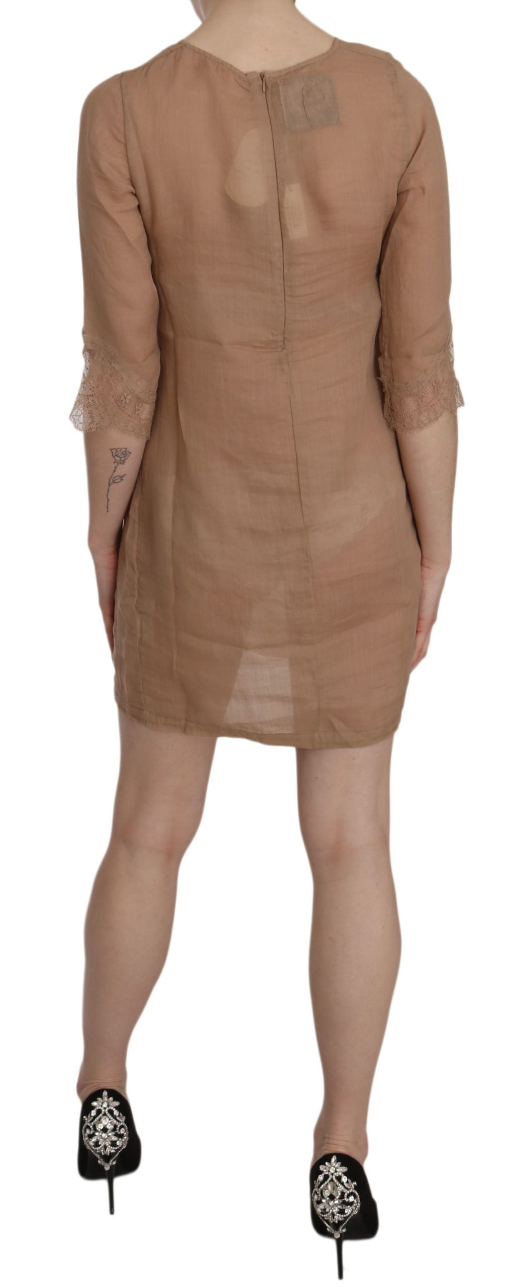 Robe courte droite élégante marron PINK MEMORIES