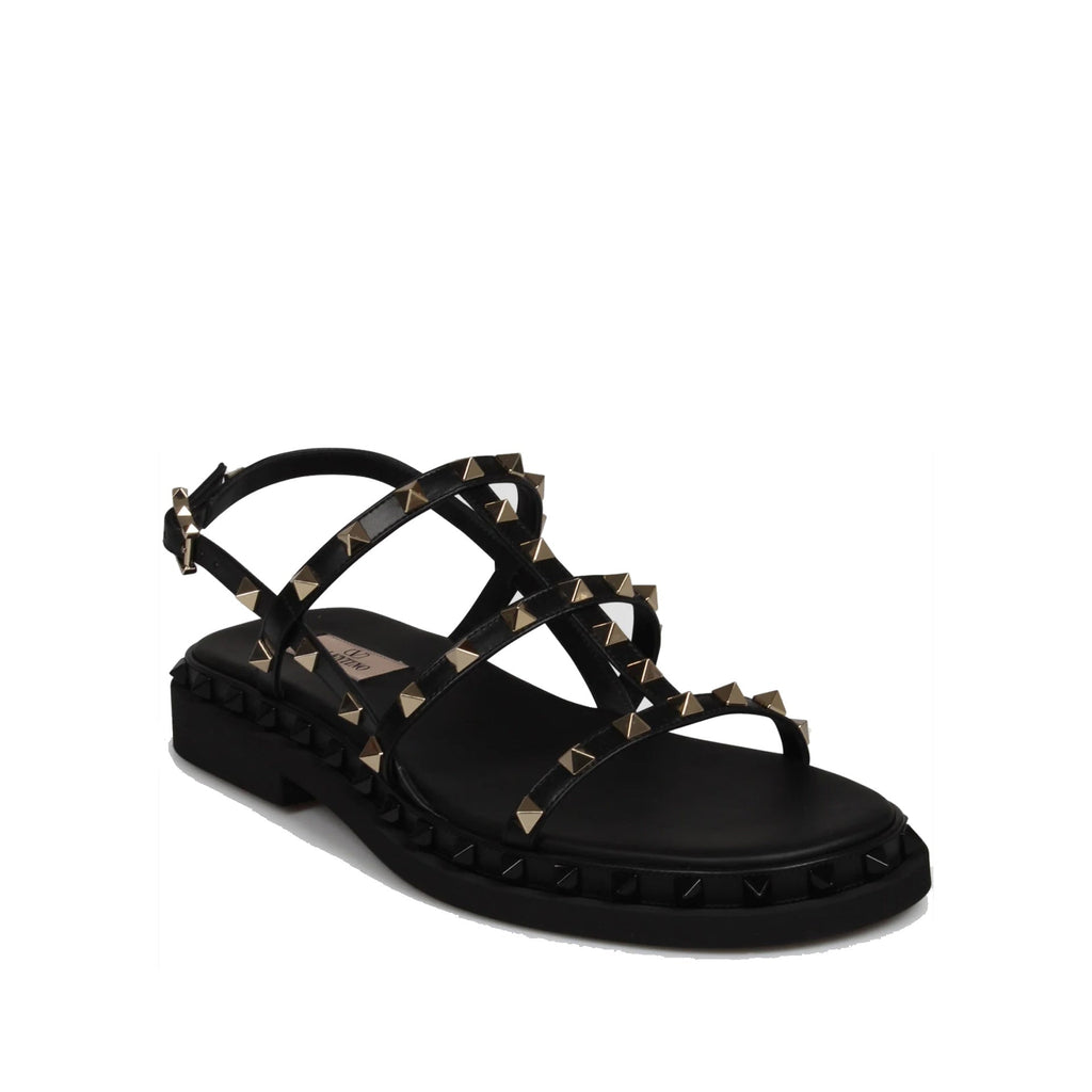 Valentino Garavani Rockstud Smooth Leather Flat Sandals