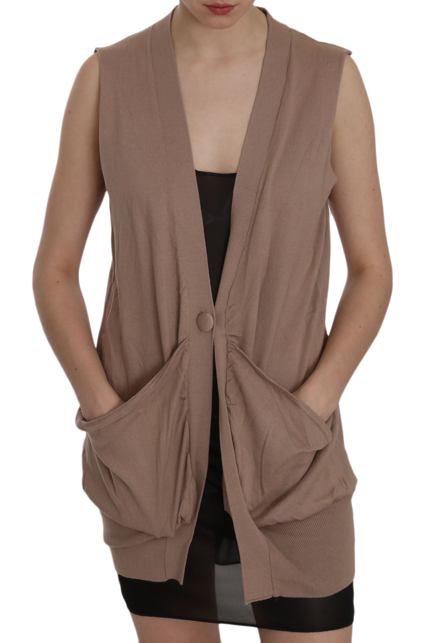 Gilet chic sans manches en coton PINK MEMORIES - Marron élégant