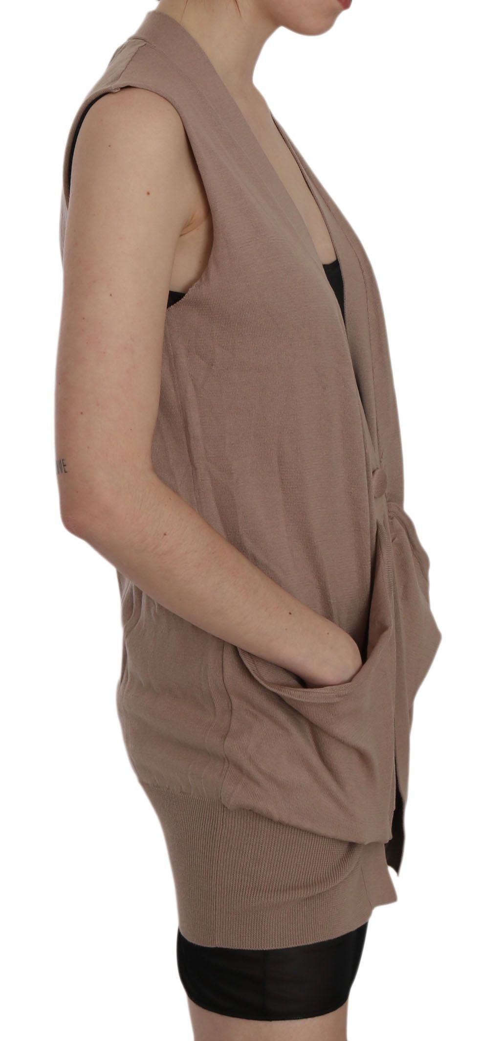 Gilet chic sans manches en coton PINK MEMORIES - Marron élégant