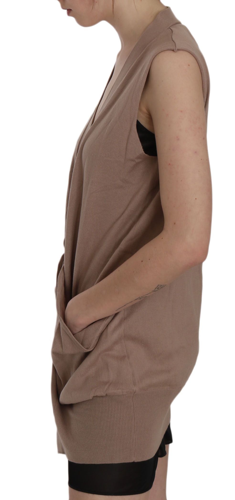 Gilet chic sans manches en coton PINK MEMORIES - Marron élégant