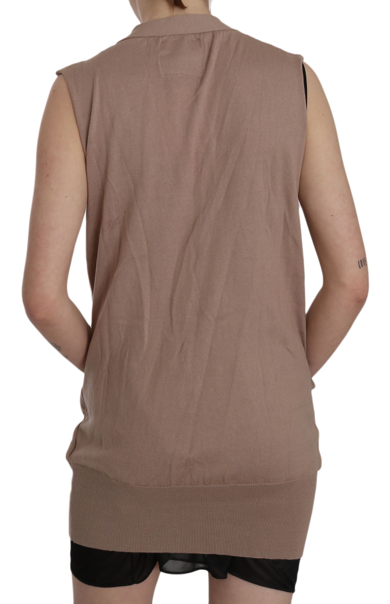 Gilet chic sans manches en coton PINK MEMORIES - Marron élégant