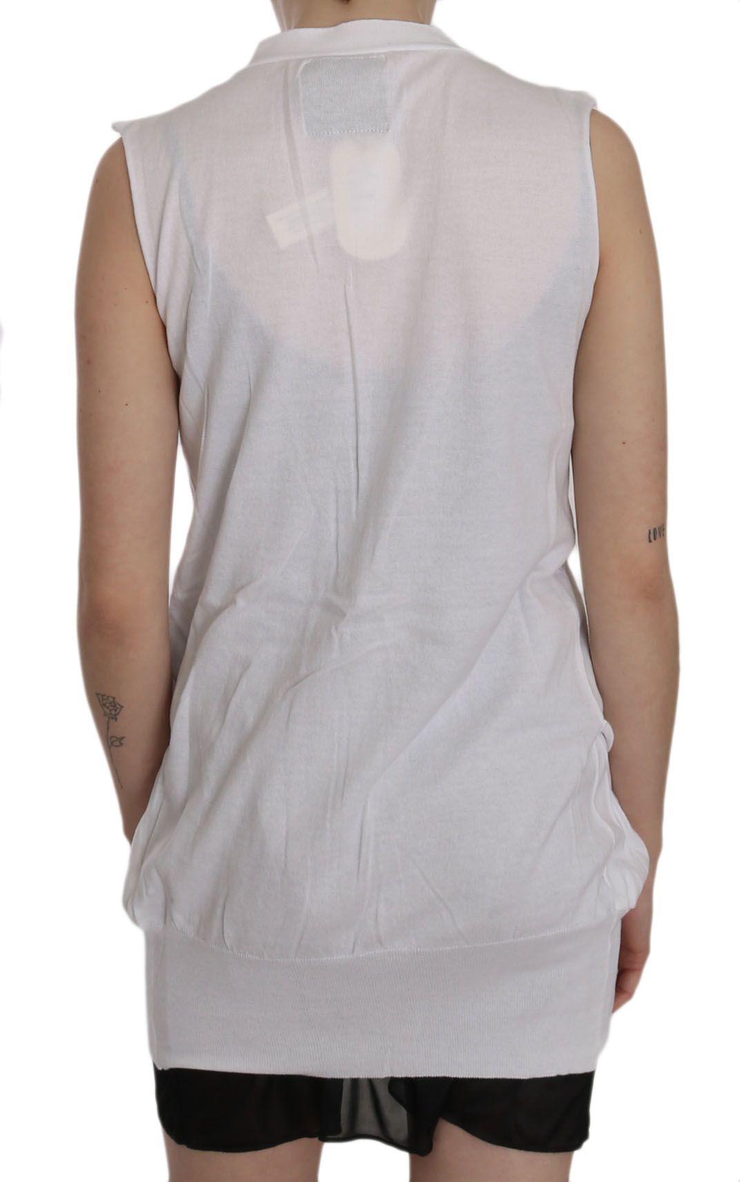 PINK MEMORIES Élégant gilet sans manches en coton blanc immaculé