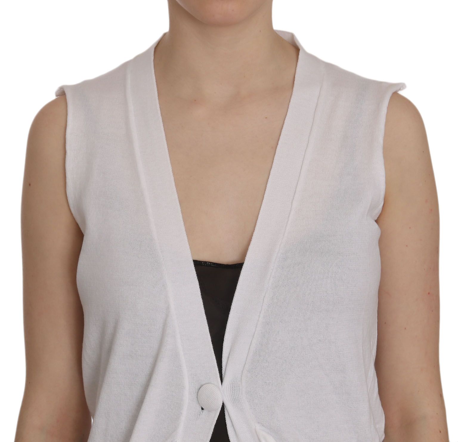 PINK MEMORIES Élégant gilet sans manches en coton blanc immaculé