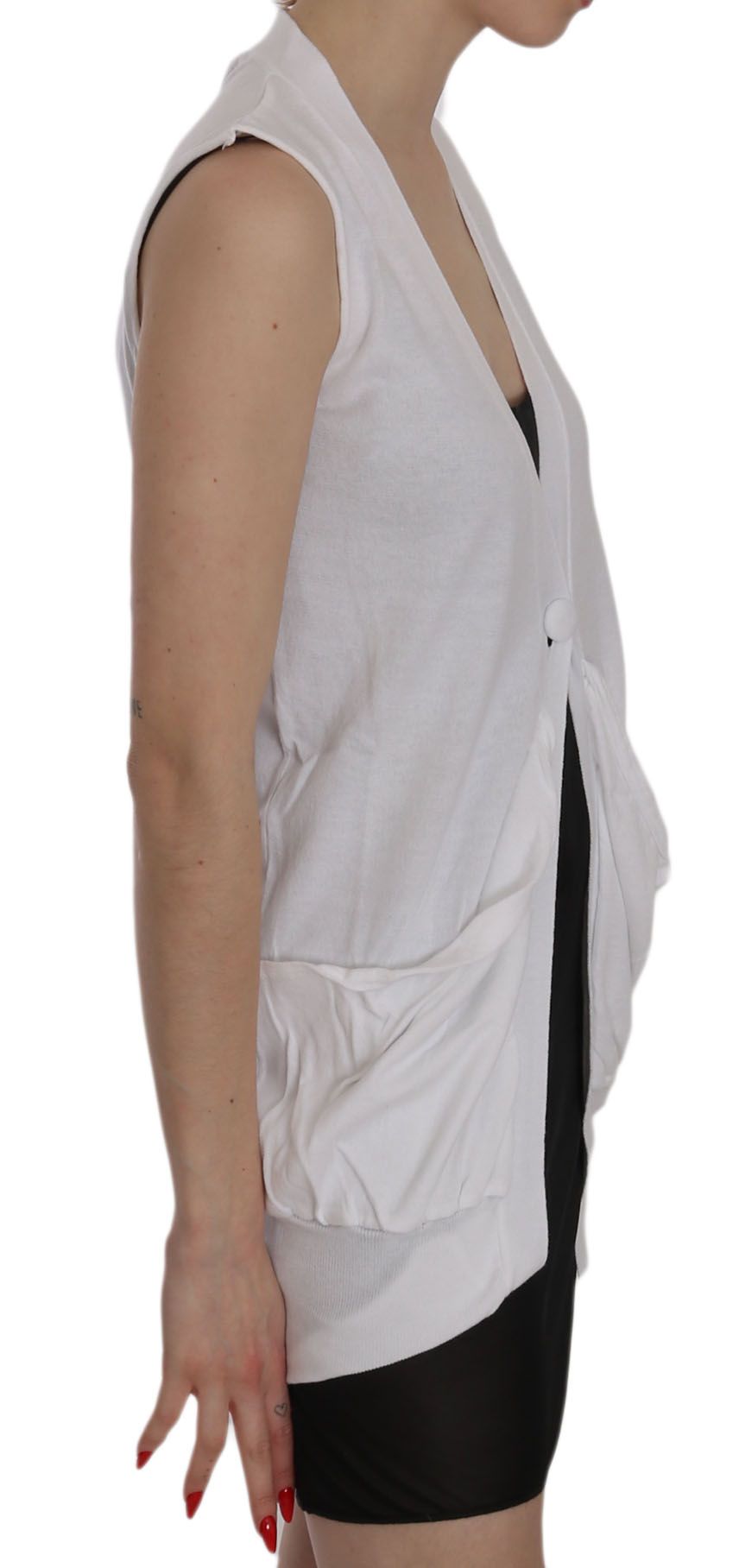 PINK MEMORIES Élégant gilet sans manches en coton blanc immaculé