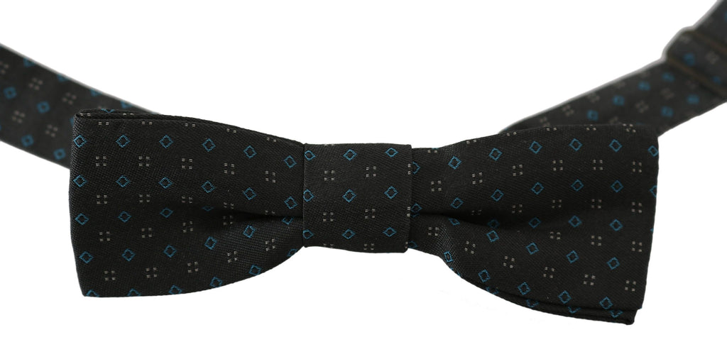 Dolce &amp; Gabbana – Elegante Fliege aus grauer Seide mit Muster