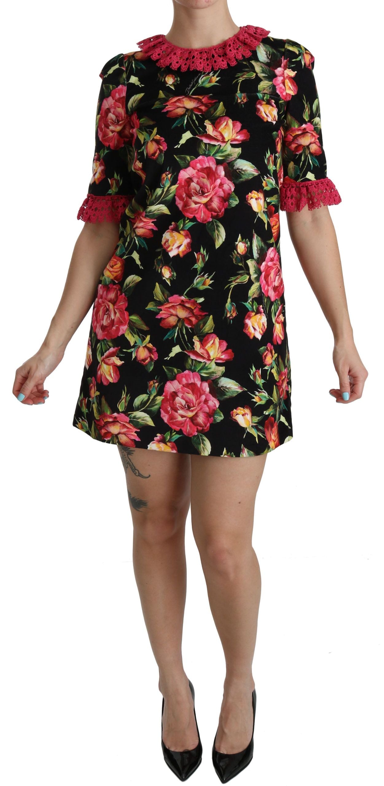 Dolce &amp; Gabbana - Robe courte trapèze élégante en dentelle florale