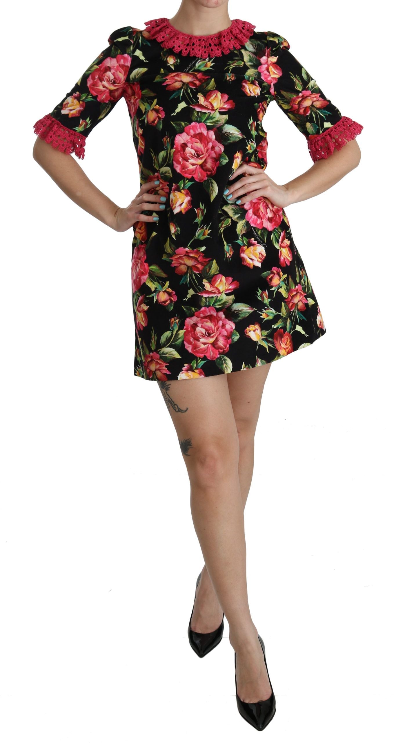 Dolce &amp; Gabbana - Robe courte trapèze élégante en dentelle florale