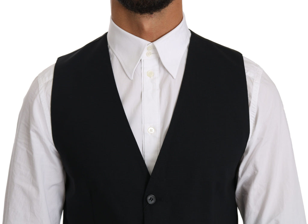 Gilet élégant en laine mélangée bleue de Dolce &amp; Gabbana
