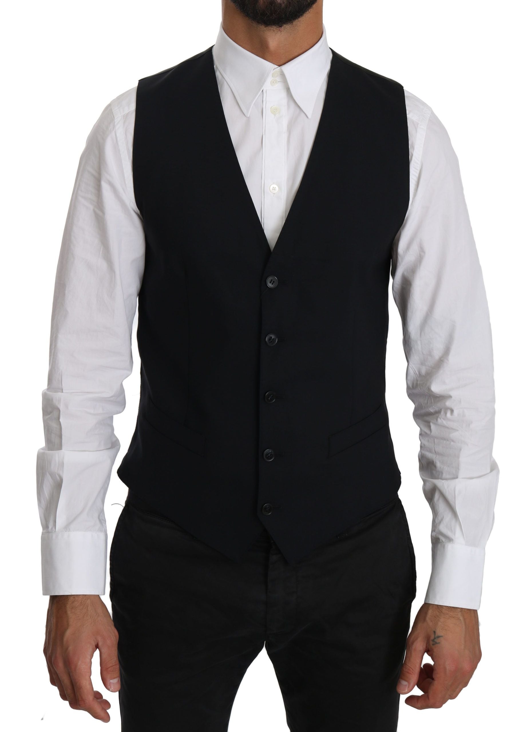 Gilet élégant en laine mélangée bleue de Dolce &amp; Gabbana