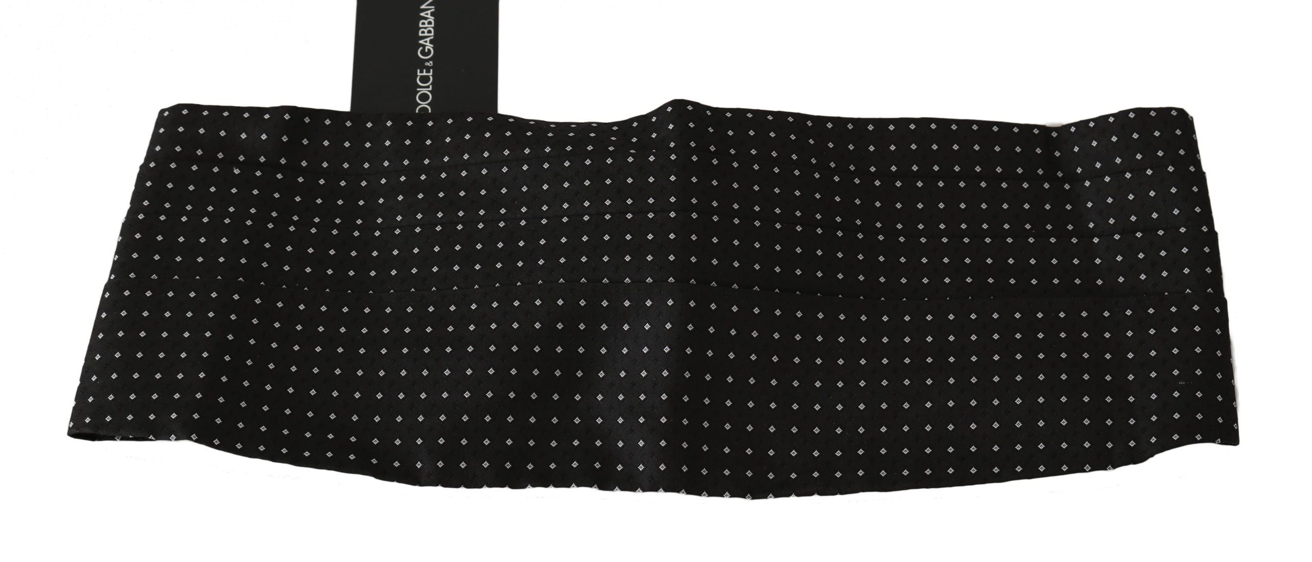 Dolce &amp; Gabbana Élégante ceinture de smoking en soie noire à pois