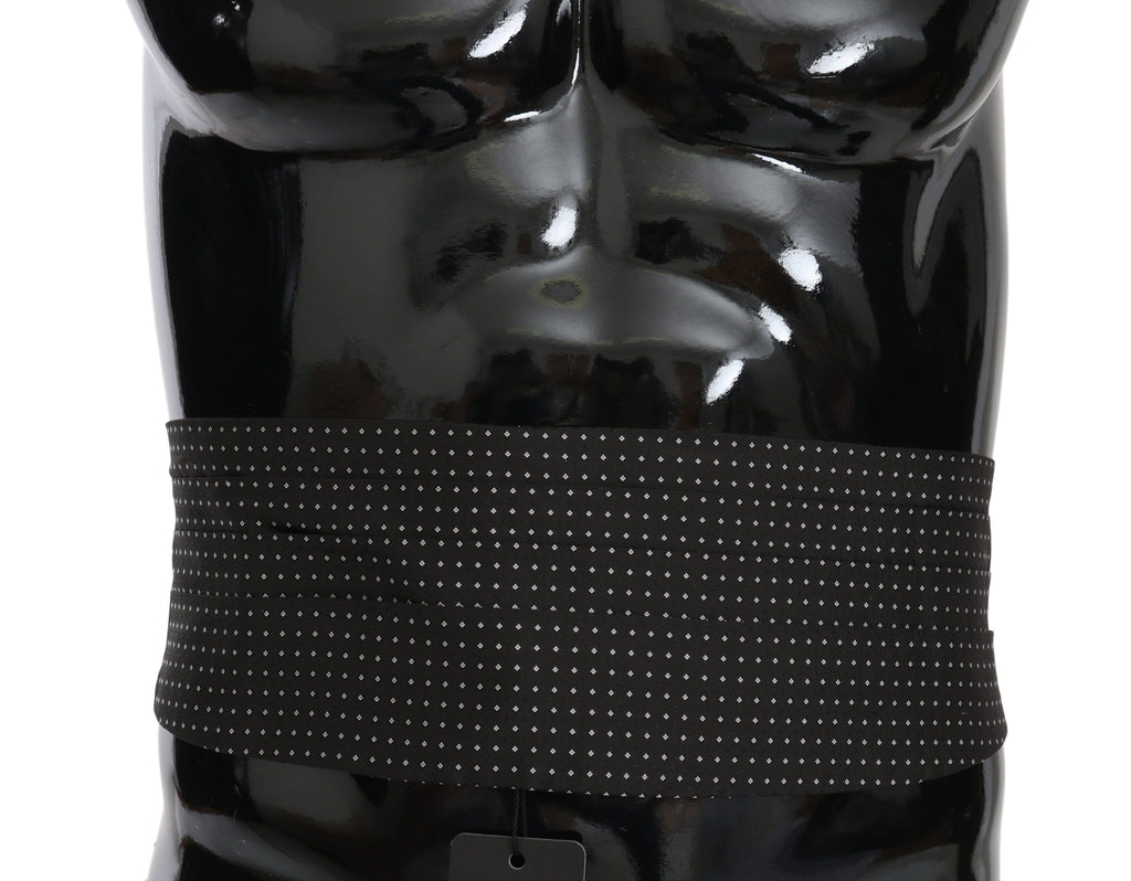 Dolce &amp; Gabbana Élégante ceinture de smoking en soie noire à pois