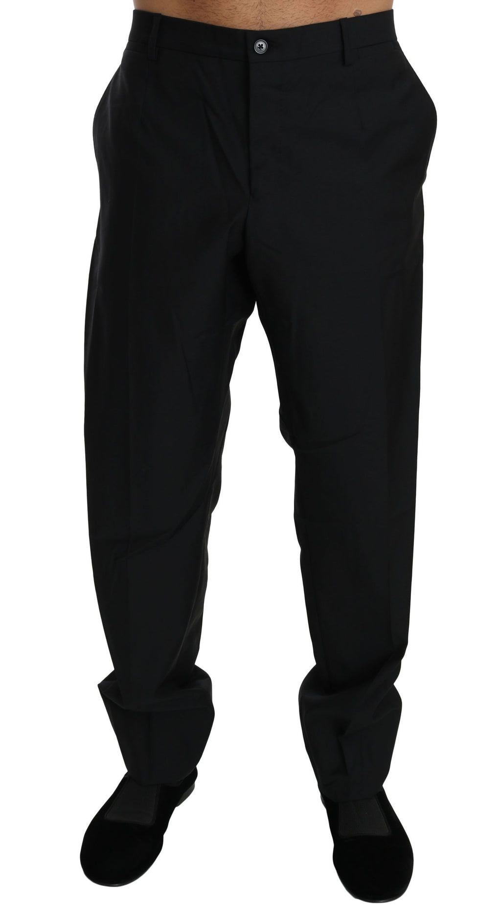 Dolce &amp; Gabbana Elegante schwarze Anzughose aus Schurwolle