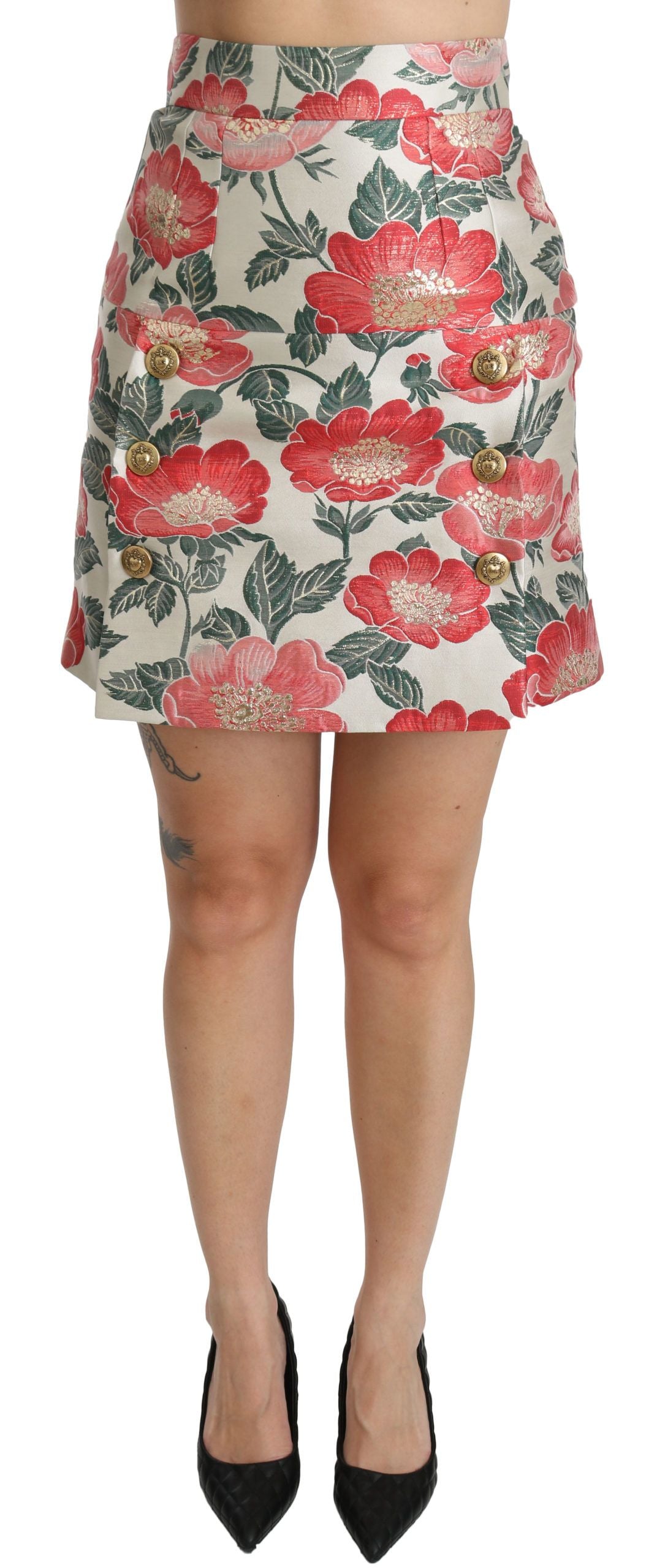 Jupe taille haute à fleurs blanches élégantes Dolce &amp; Gabbana