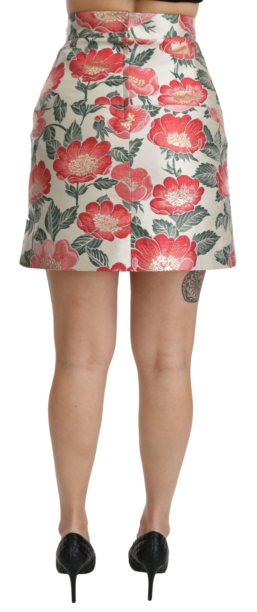 Jupe taille haute à fleurs blanches élégantes Dolce &amp; Gabbana