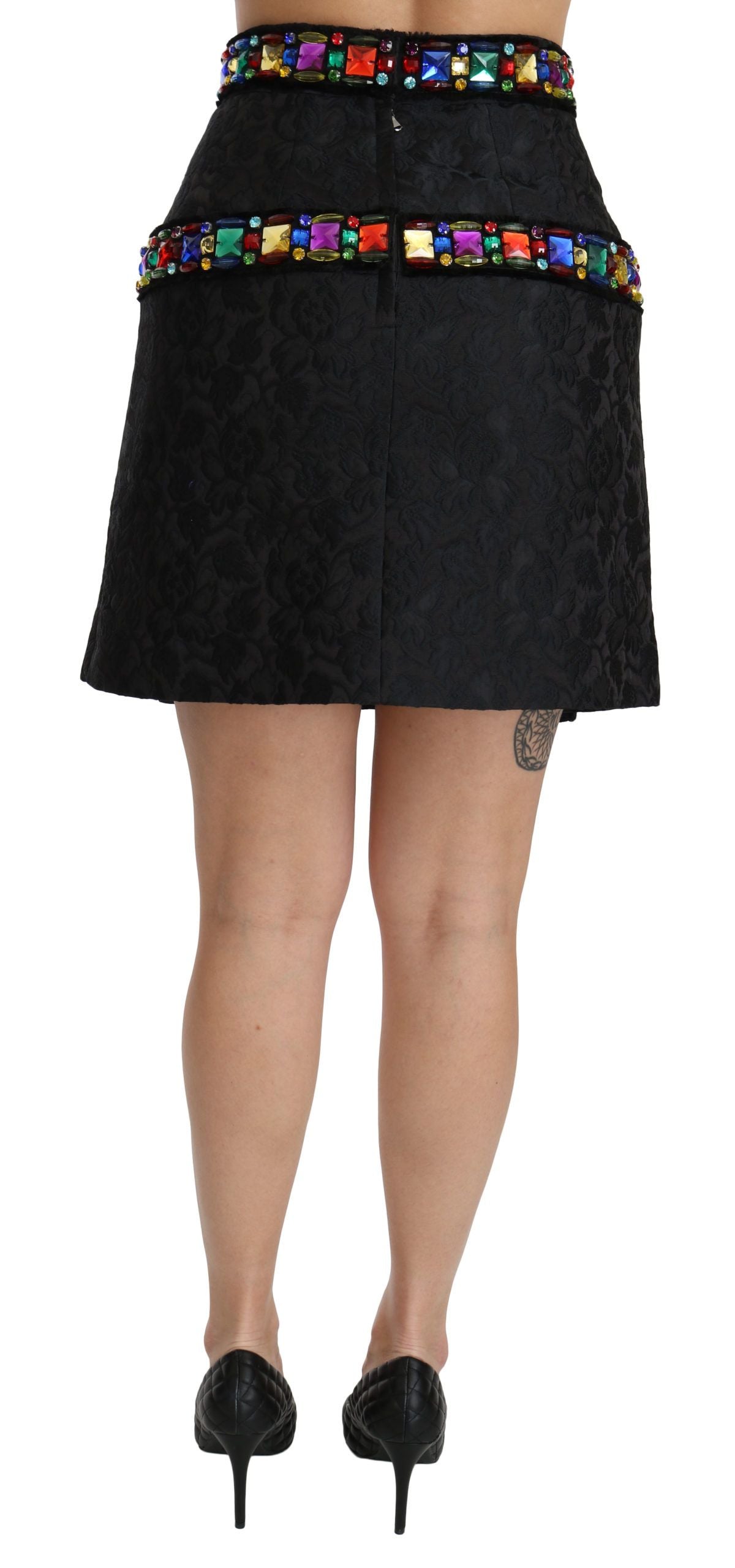 Jupe noire élégante à taille haute ornée Dolce &amp; Gabbana
