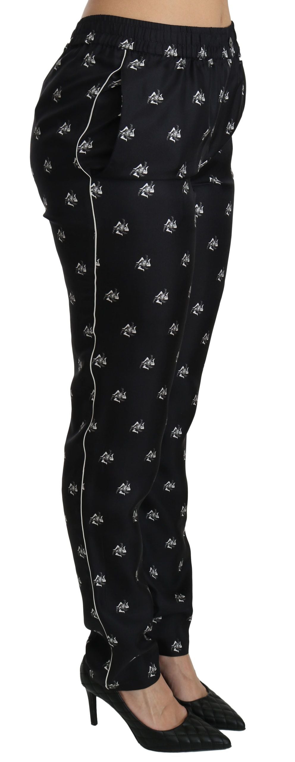 Dolce &amp; Gabbana Elegante Skinny-Hose aus Seide mit mittlerer Taille