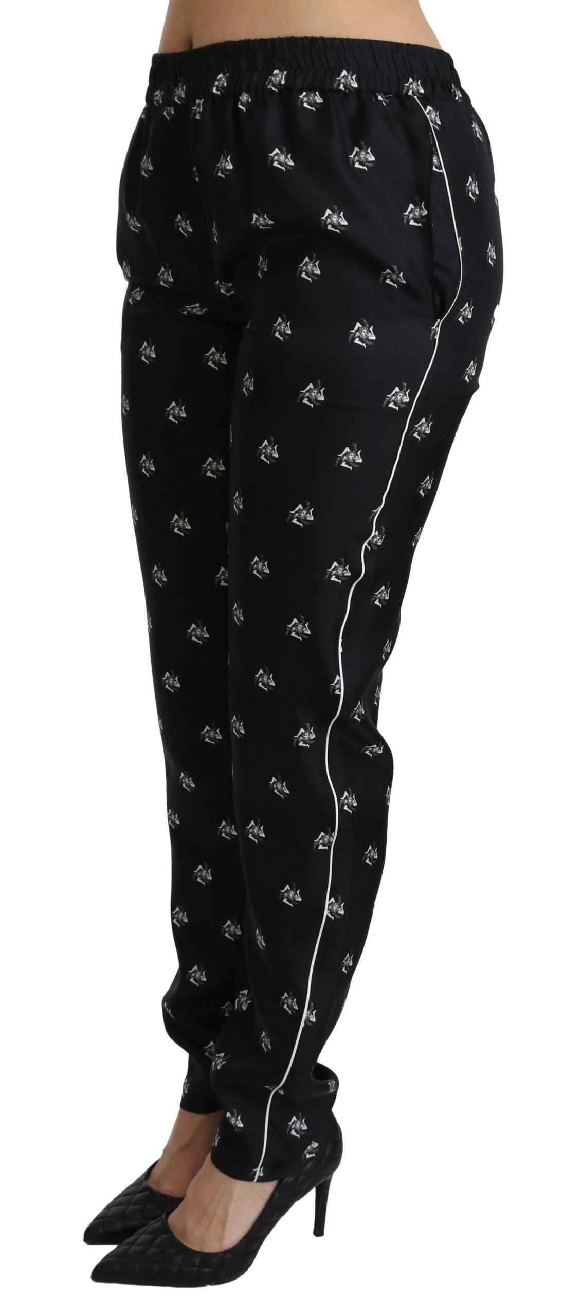 Dolce &amp; Gabbana Elegante Skinny-Hose aus Seide mit mittlerer Taille