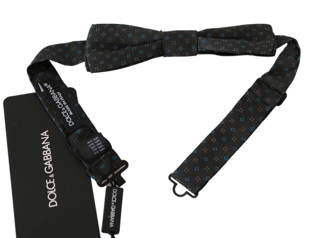 Dolce &amp; Gabbana Elegante Fliege aus grau gemusterter Seide