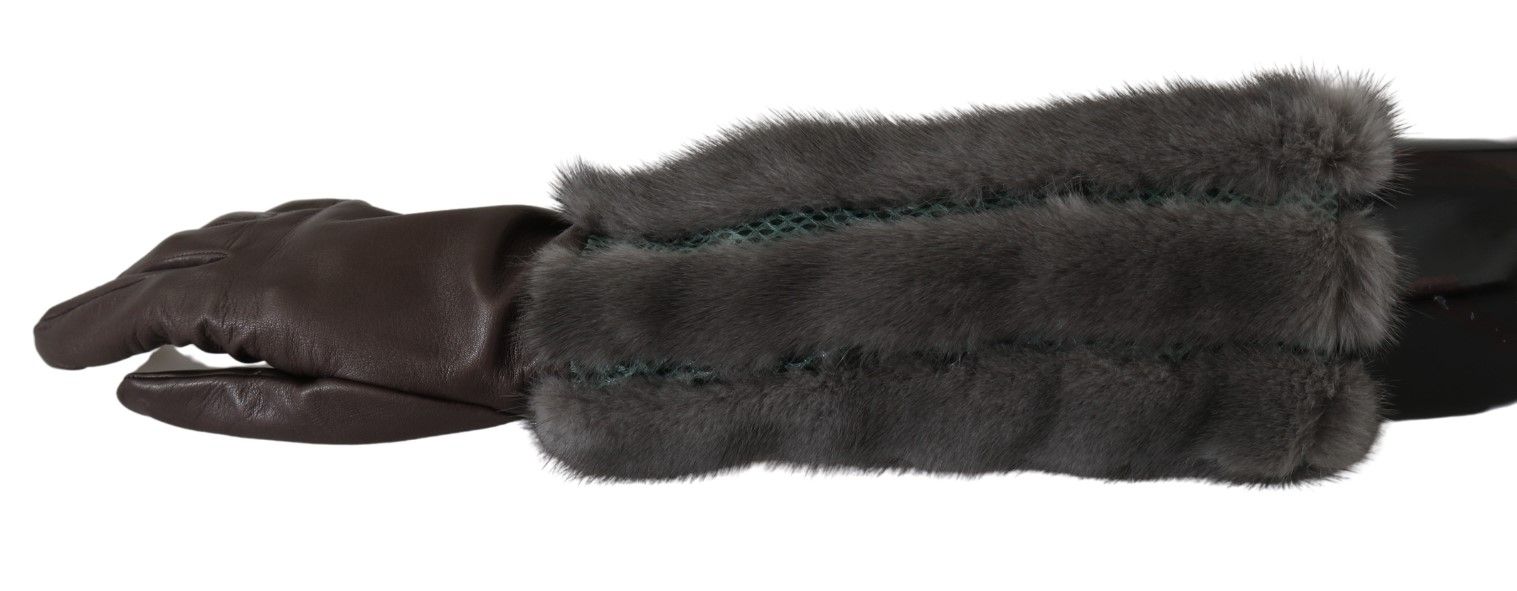 Dolce &amp; Gabbana – Elegante, mittellange Lederhandschuhe in Braun