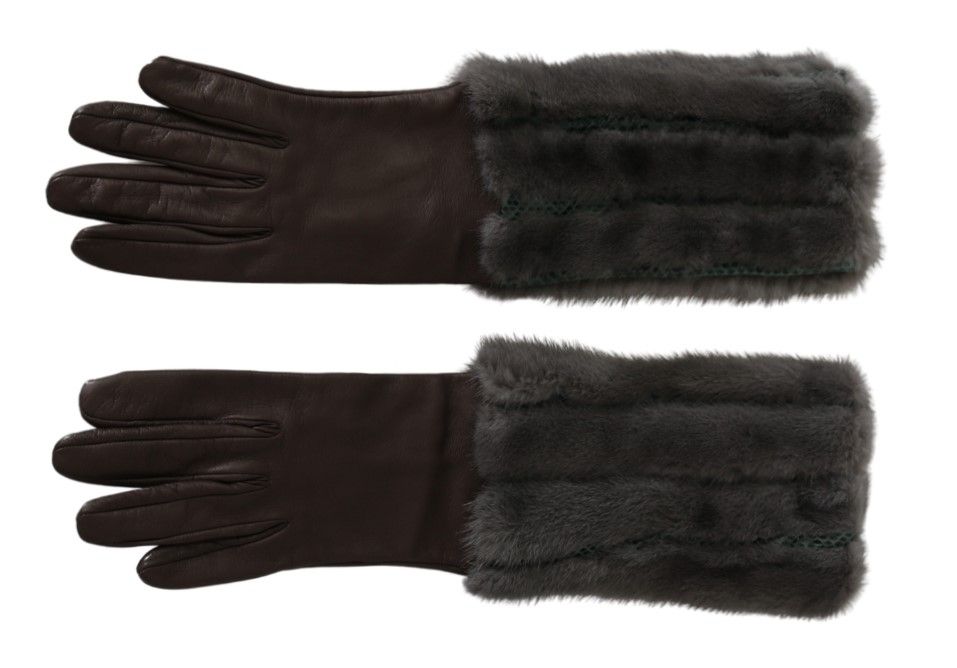 Dolce &amp; Gabbana – Elegante, mittellange Lederhandschuhe in Braun