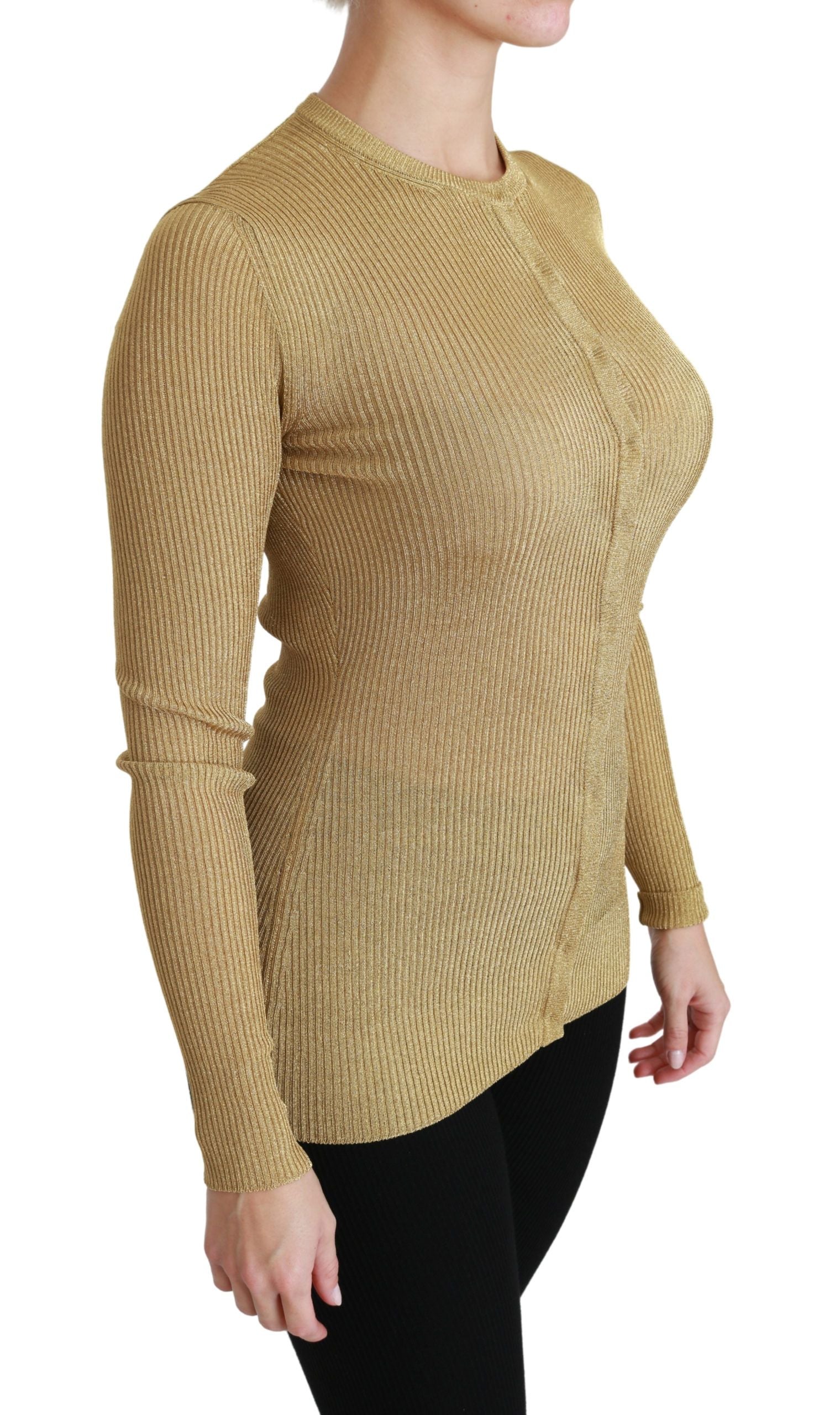 Dolce &amp; Gabbana Elegante langärmlige goldene Strickjacke