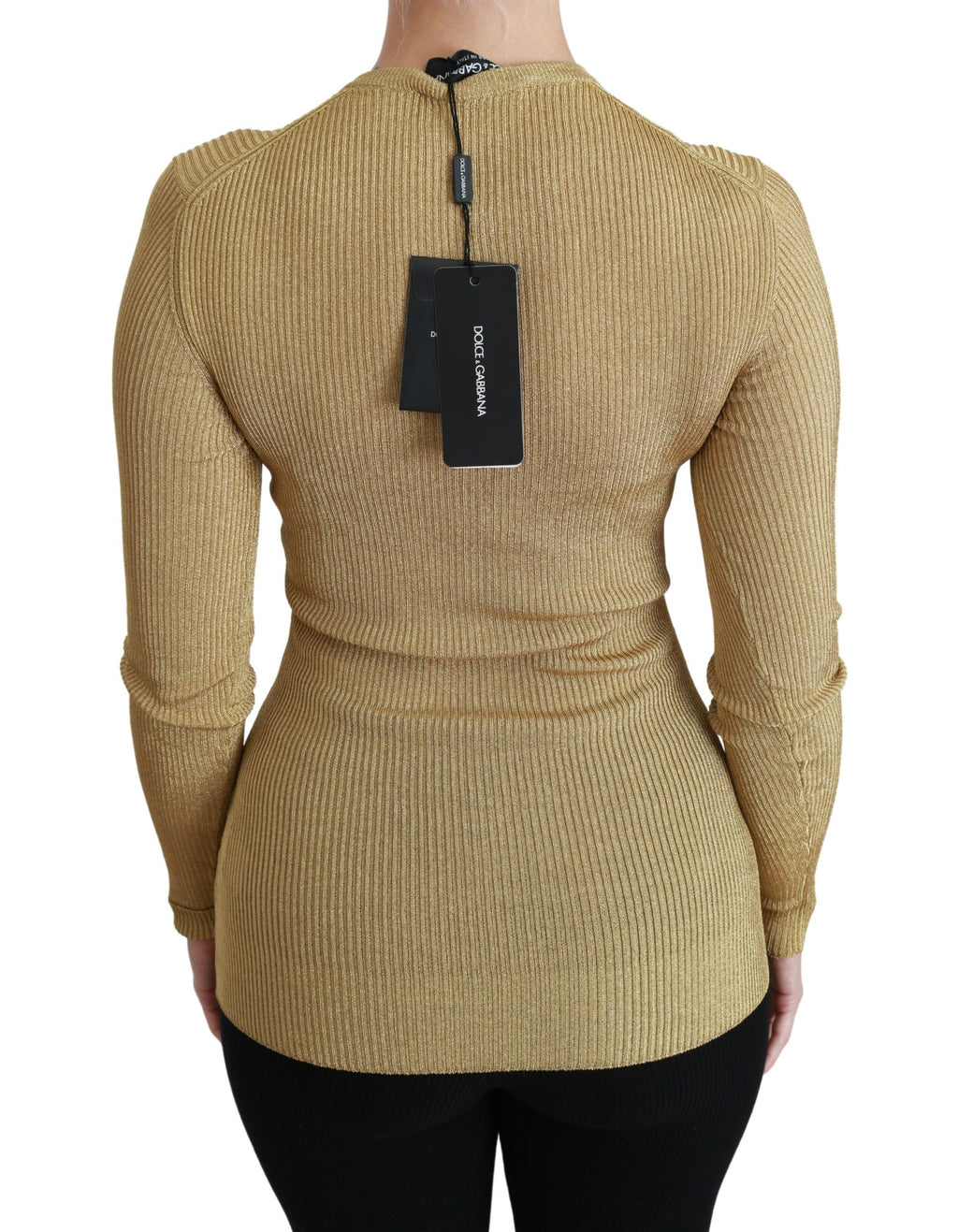 Dolce &amp; Gabbana Elegante langärmlige goldene Strickjacke
