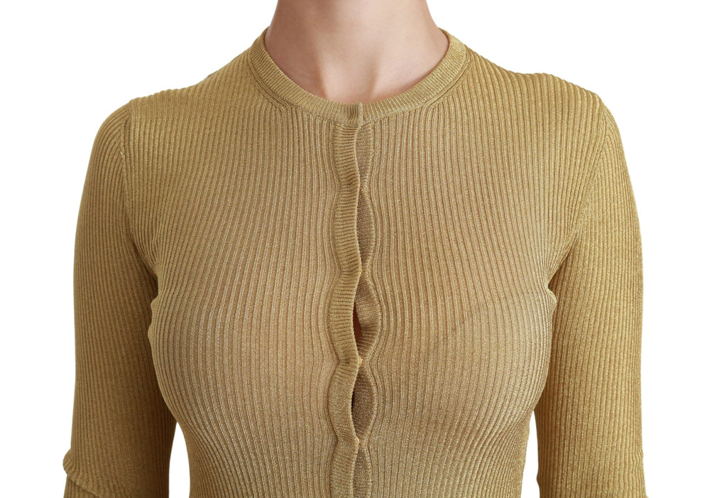 Dolce &amp; Gabbana Elegante langärmlige goldene Strickjacke