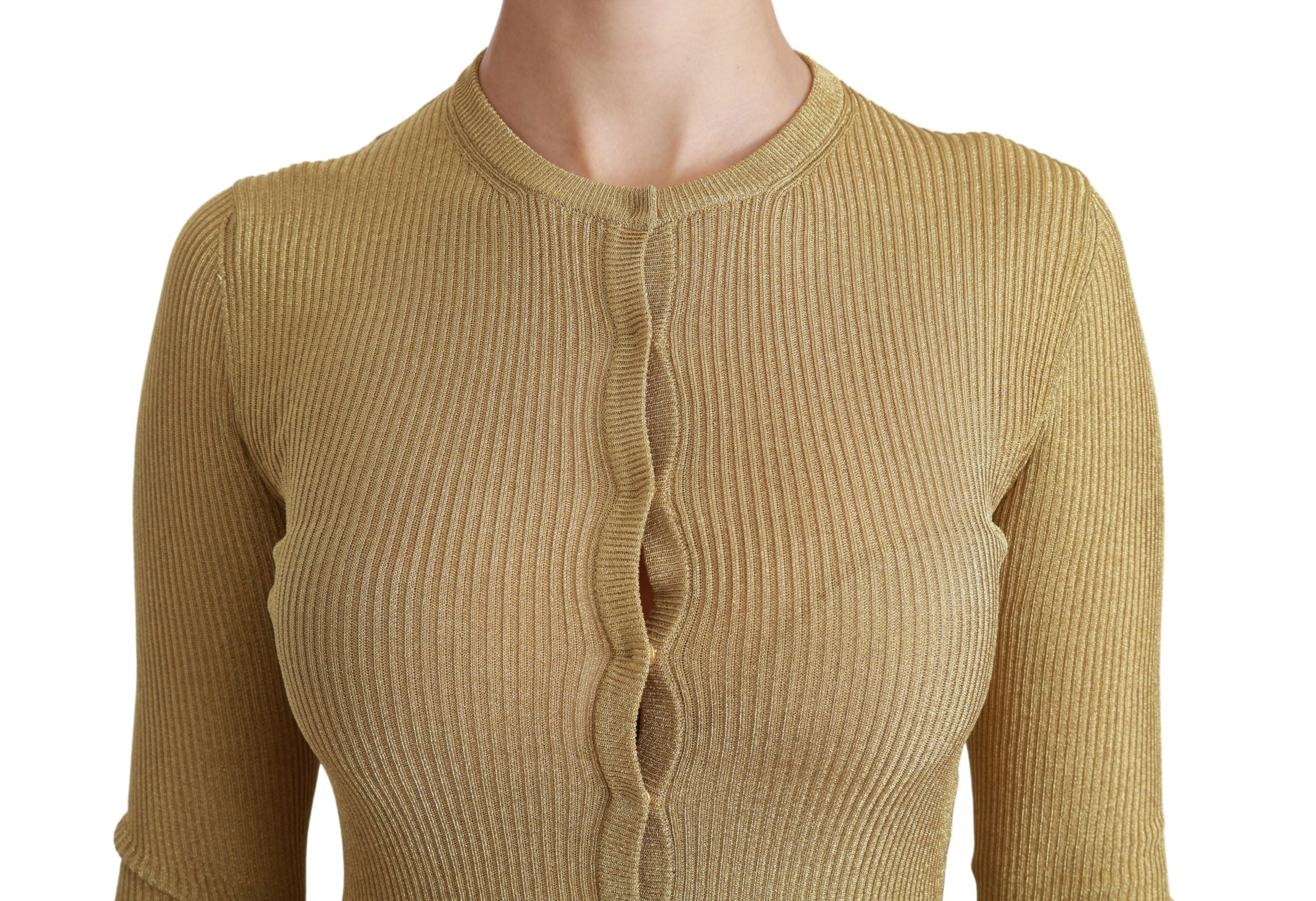 Dolce &amp; Gabbana Elegante langärmlige goldene Strickjacke