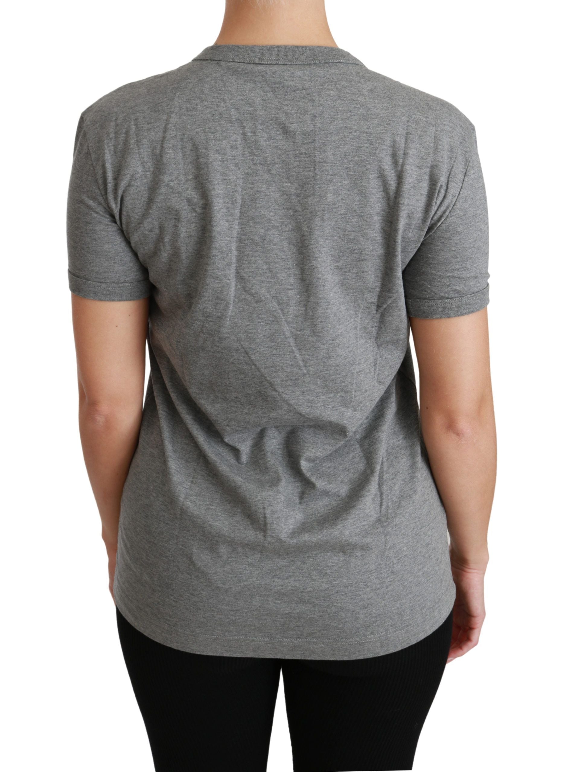 T-shirt ras du cou gris chic Dolce &amp; Gabbana avec patch Amore