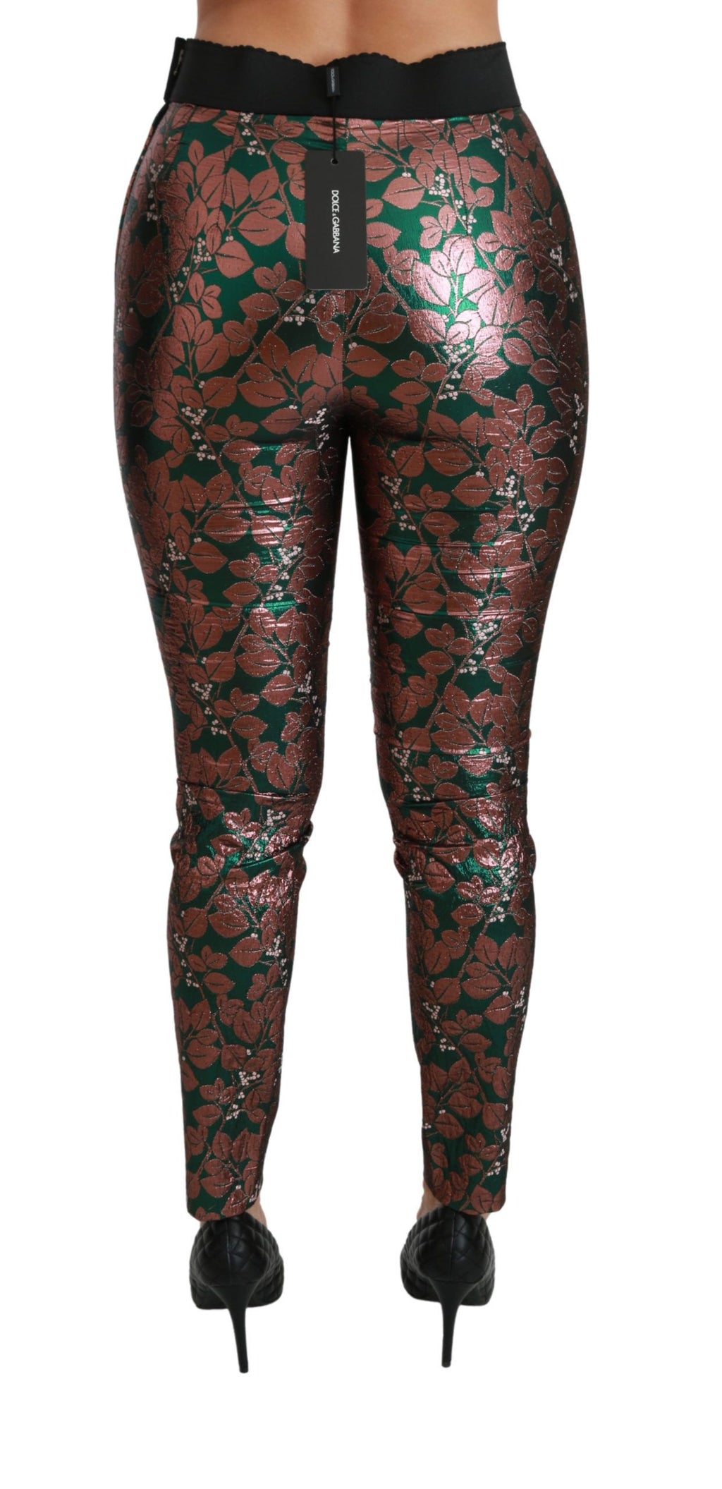 Dolce &amp; Gabbana Elegante Hose mit bronzefarbenem Blatt-Metallic