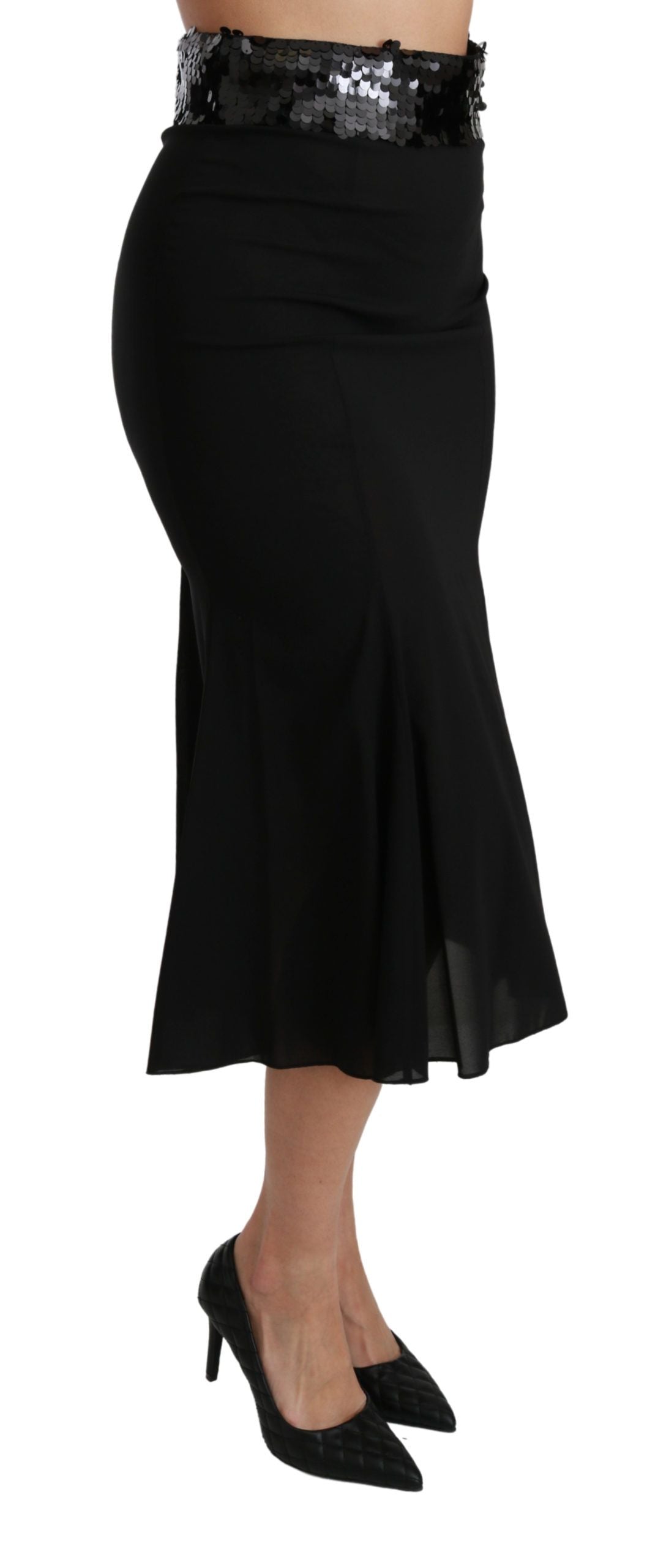 Dolce &amp; Gabbana Eleganter schwarzer Paillettenrock mit hoher Taille